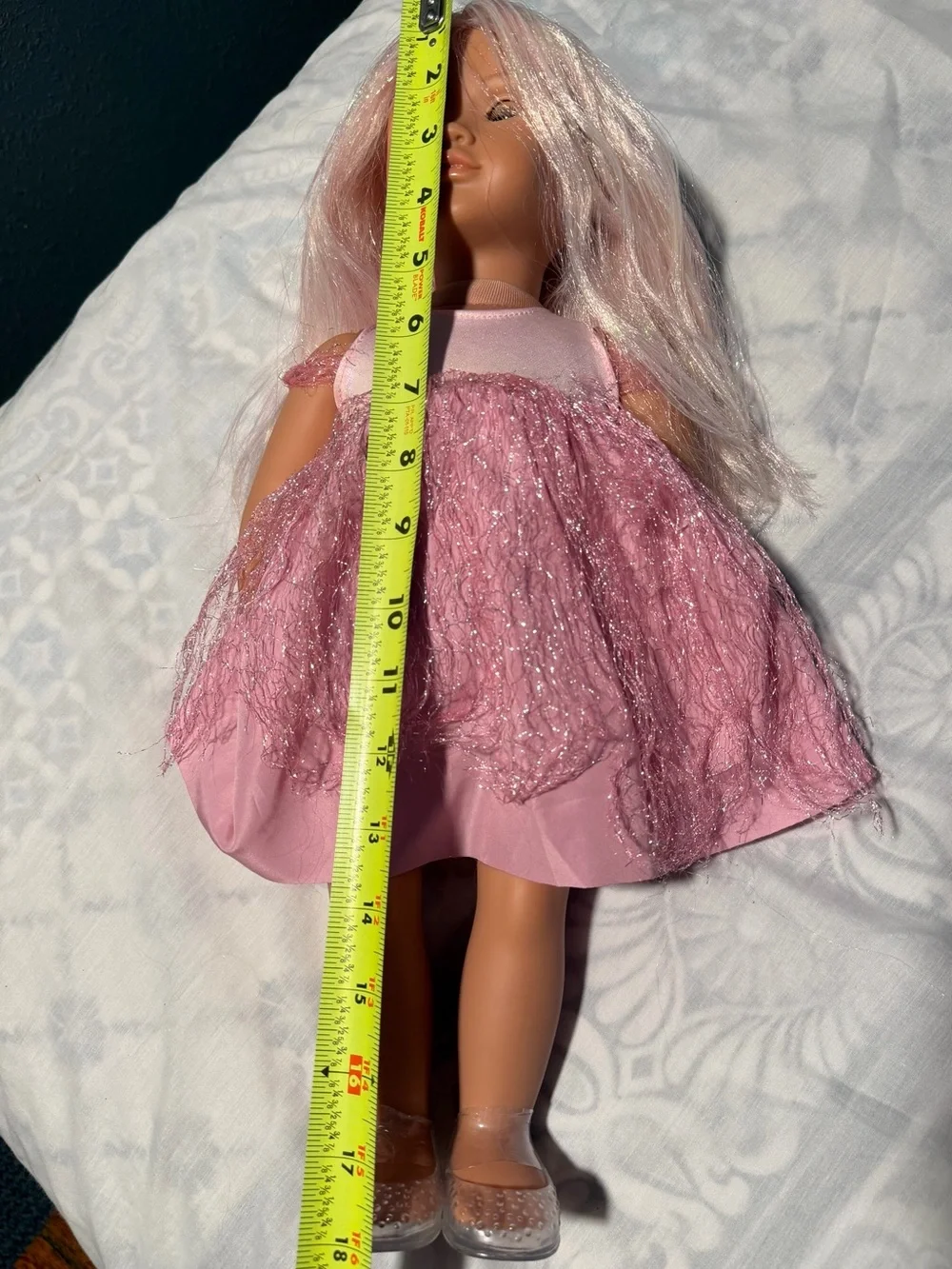Our generation twinkle 18’’tooth fairy Doll pink glitter hair .